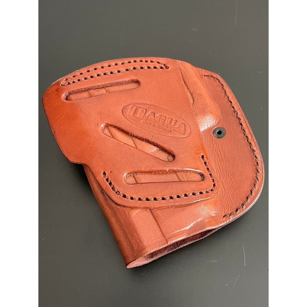 00688 Tagua Gun Holster Leather Brown Belt Clip Concealed Carry OWB PreOwned - Picture 4 of 5